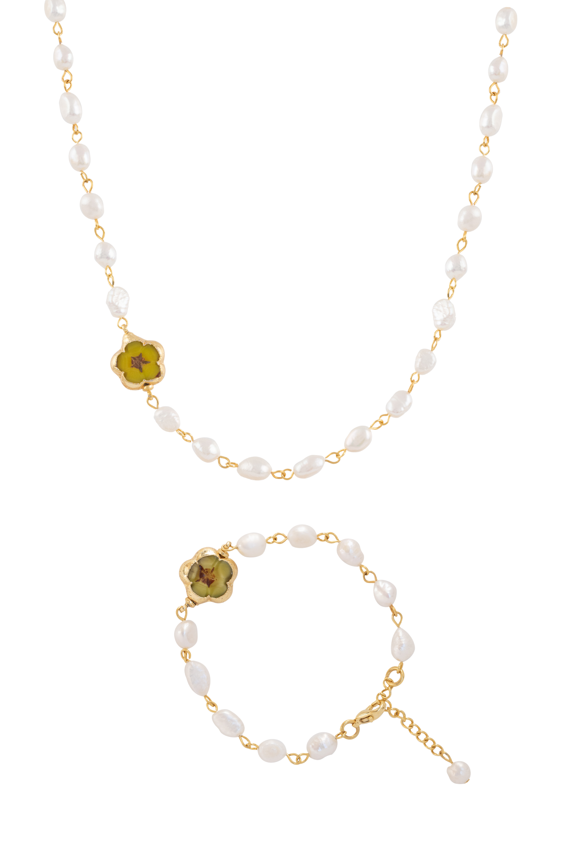 Beige Cream Minimalist Jewelry Banner.png Aleda İnci Kolye ve Bileklik Seti - Görsel 1