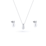 Emma Pearl Earrings and Necklace Set Silver