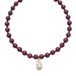 Velora Jade Taşlı Kolye - Bordo